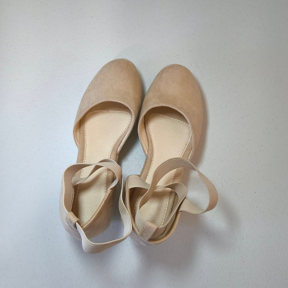 Womens Espadrille Wedge Flats Beige Ankle Strap Round Toe Casual Shoes Size 39